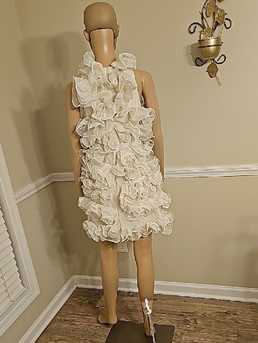 Mable Ruffled Mini Dress in Ivory - Picture 3 of 5